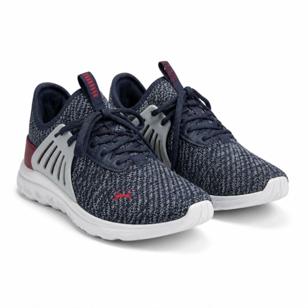 Puma Kids Athletic Running Shoes Size 6.5C Gray Red Lace Up Sneakers